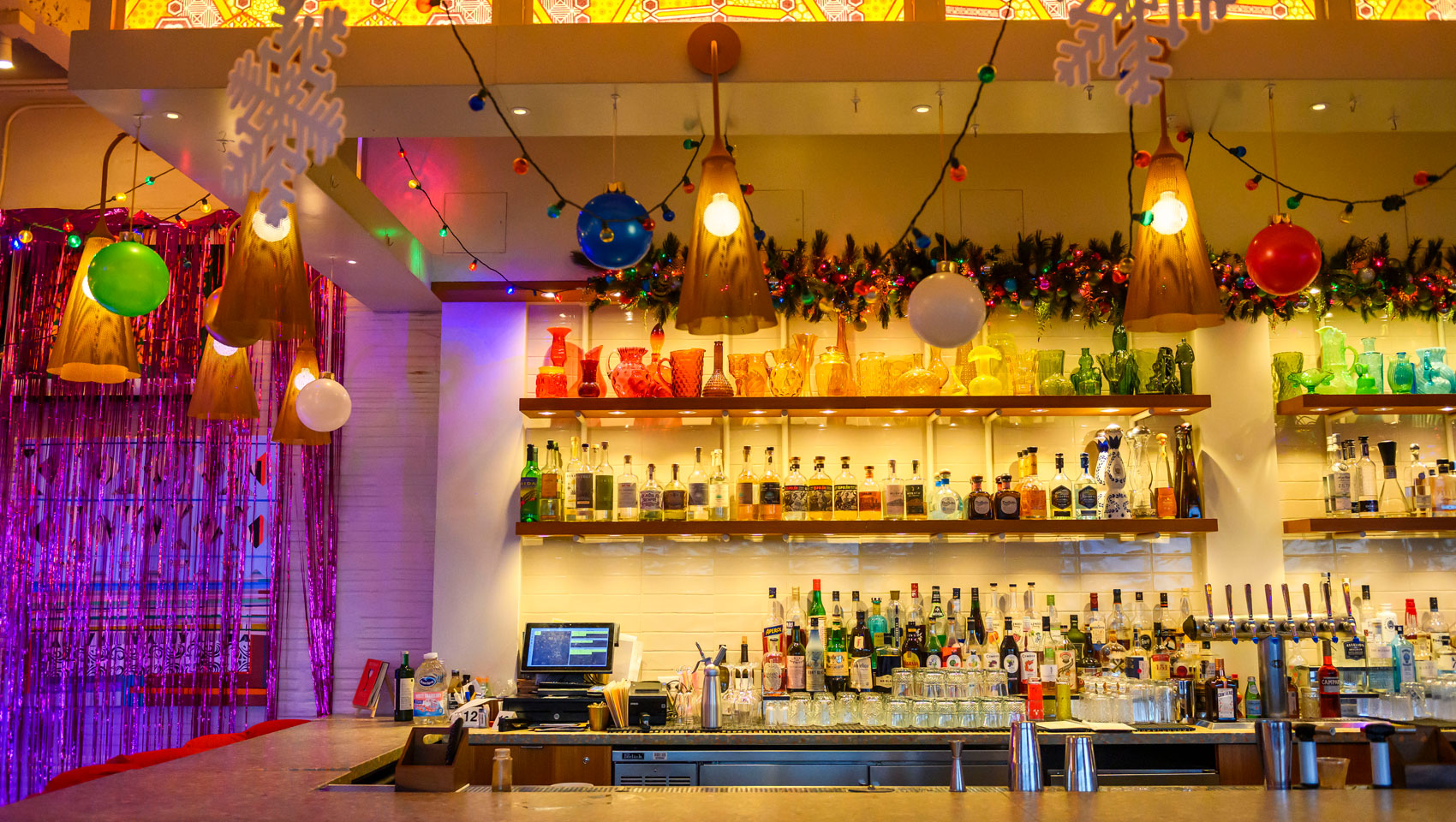 The bar at Holiday pop-up bar at St. Julep at Kimpton Sylvan Hotel